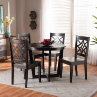 Baxton Studio Brava-Dark Brown-5PC Dining Set Baxton Studio Brava Modern and Contemporary Dark Brown Finished Wood